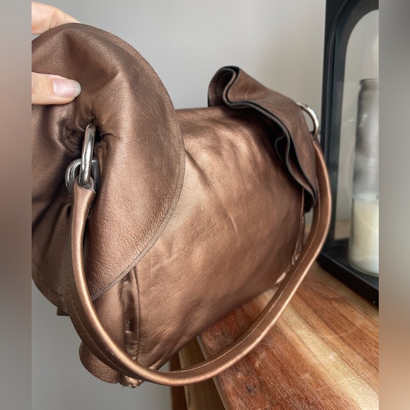 Vintage Prada Nappa Leather Shoulder Bag Ruffle Accents - Picture 8 of 16